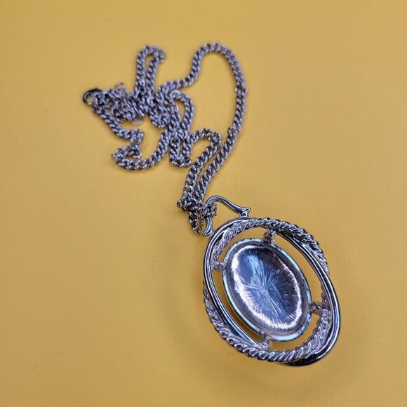 Silver Oval Pendant Necklace - Picture 7 of 11